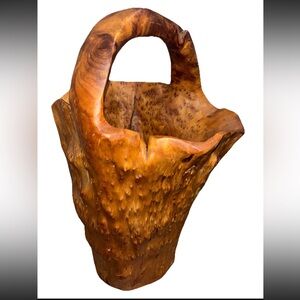 Rare Handcrafted Burl Basket Wooden Bowl extra large